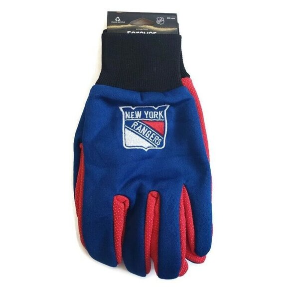 NHL New York Rangers Colored Palm Utility Gloves Blue w/ Red Palm by FOCO - Picture 5 of 5